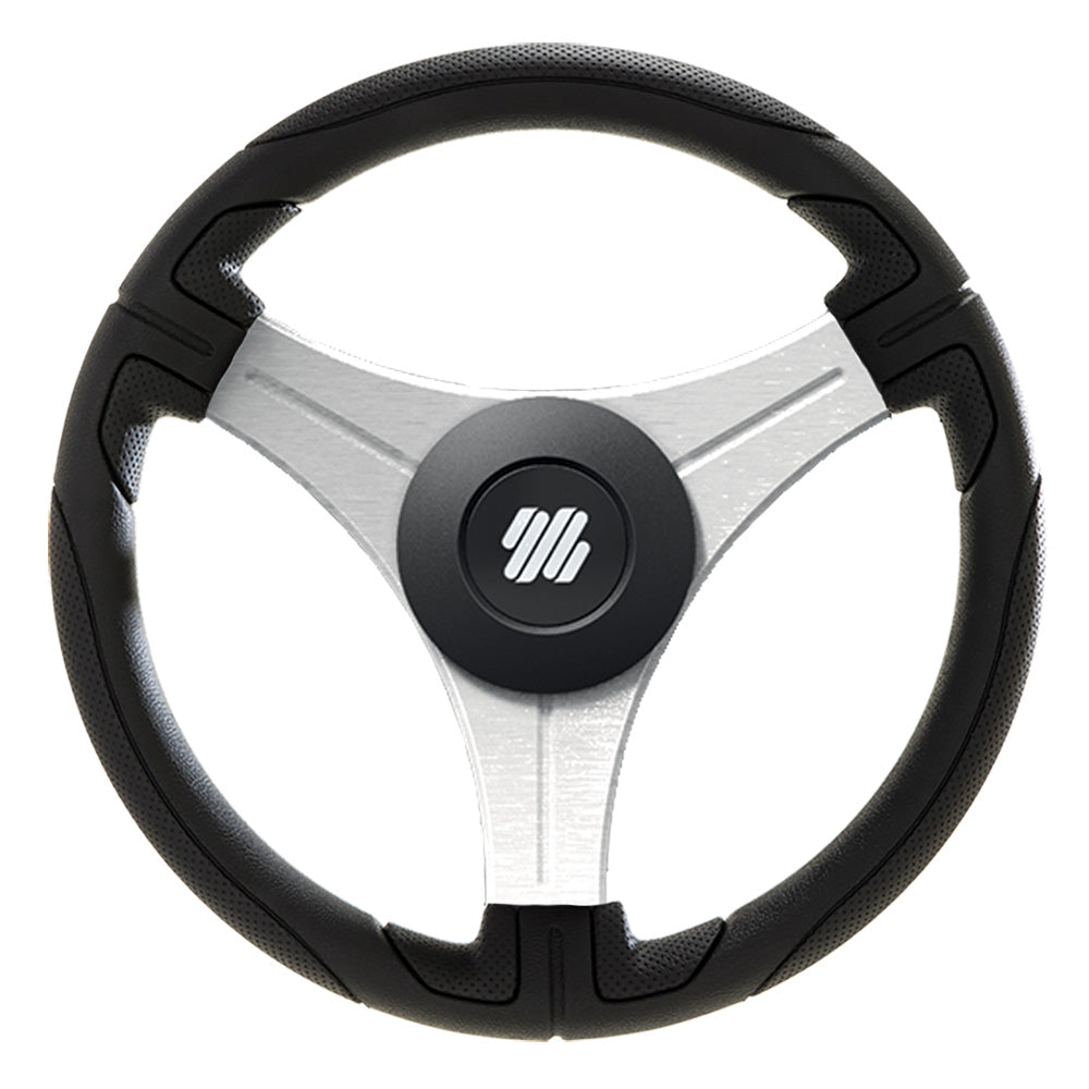 Uflex Ustica 13" Steering Wheel - Black - Polyurethane w/Silver Spokes  X62 Hub [USTICA-B/S]