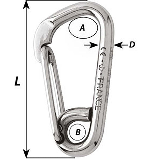 Wichard Asymmetric Carbine Hook - Length 100mm - 13/32" [2326W]