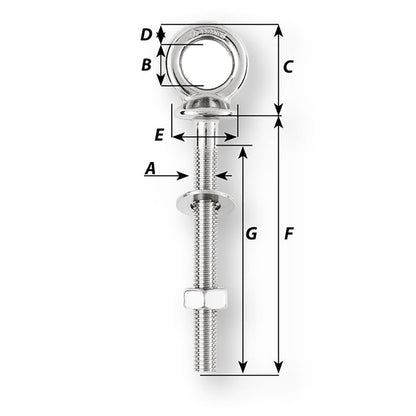 Wichard Eye Bolt - Diameter 5/32" - Length 4" [6493W]