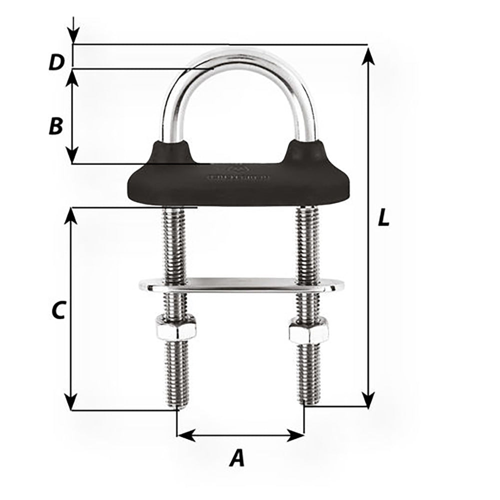 Wichard Black Watertight U-Bolt - 8mm Diameter - 5/16" - 80mm Length - 3-5/32" [65341W]