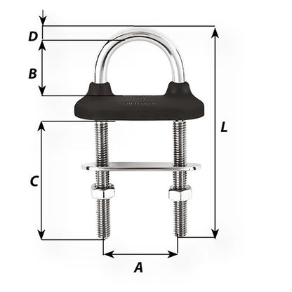 Wichard Black Watertight U-Bolt - 8mm Diameter - 5/16" - 80mm Length - 3-5/32" [65341W]