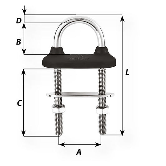 Wichard Black Watertight U-Bolt - 10mm Diameter - 25/64" - 90mm Length - 3-35/64" [65351W]